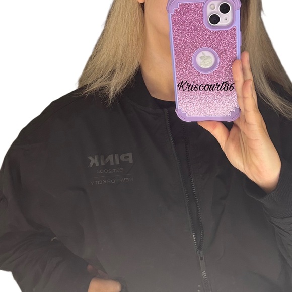 Victoria’s Secret PINK Black Bomber Jacket NEW WITH TAGS - Picture 9 of 16